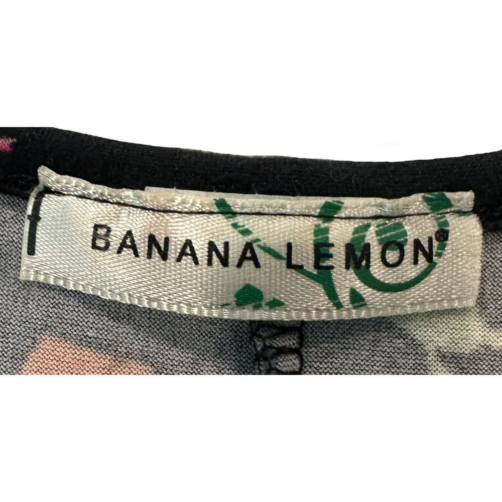 Banana Lemon Cactus Print Black Fit & Flare Dress - Picture 3 of 8